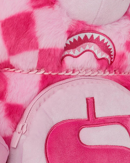 Sprayground New | FURZILLA SHARK (PINK CHECK) MONEYBEAR BACKPACK