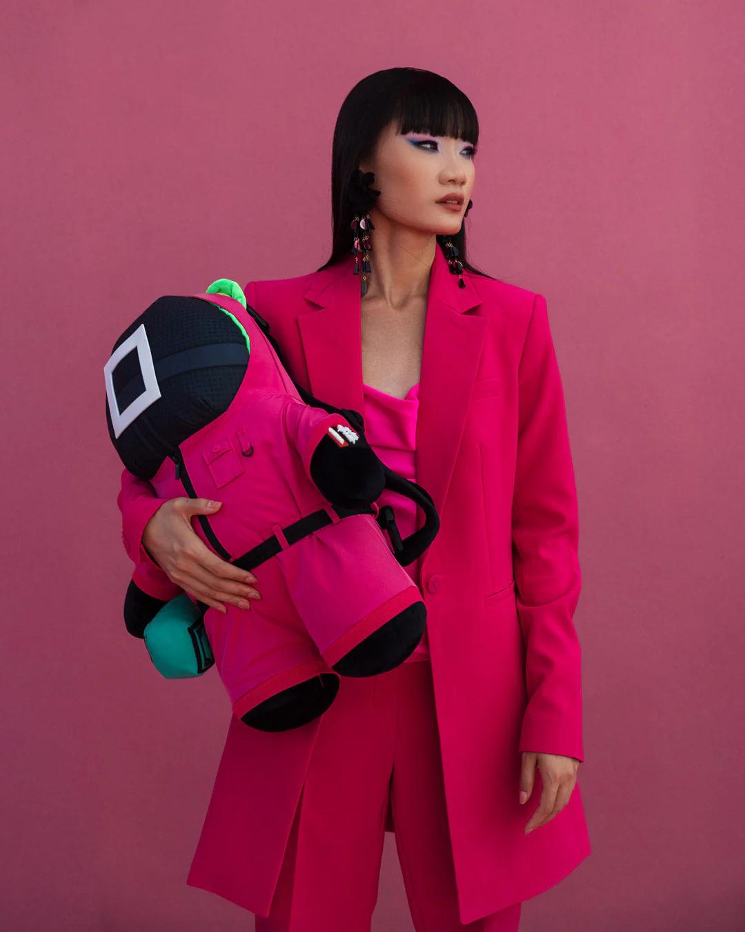 Sprayground Premium | SQUID GAME COLLAB PINK SOLDIERS BEAR BACKPACK