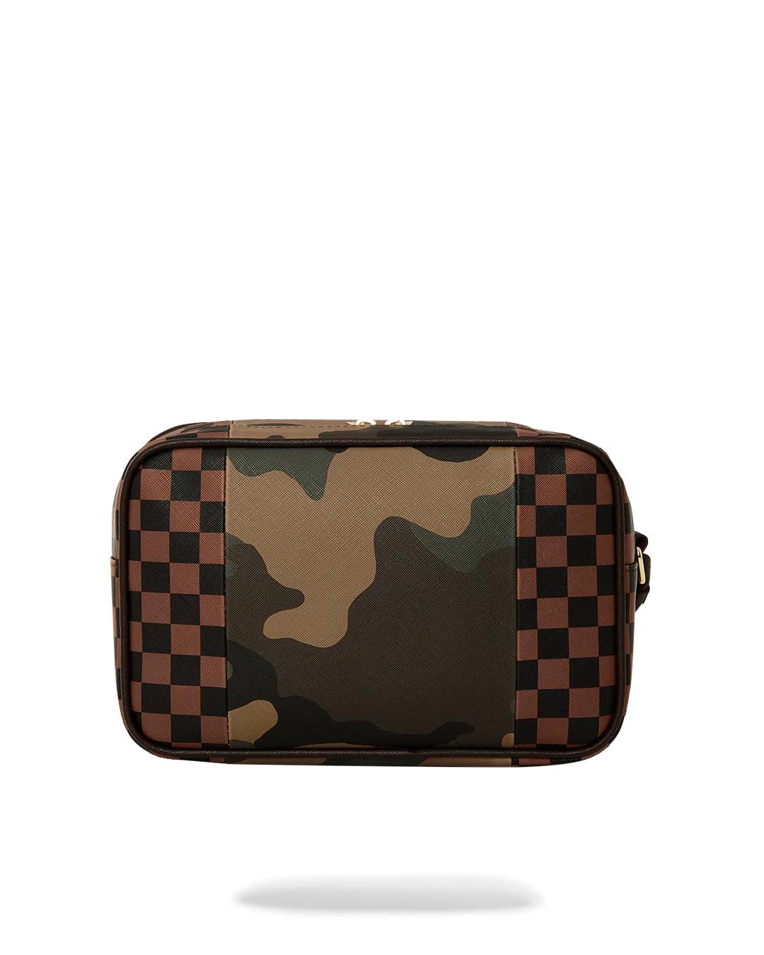 Sprayground Best Seller | EXTERIOR GOLD ZIP POCKET SHARKS IN PARIS TOILETRY BRICKSIDE BAG