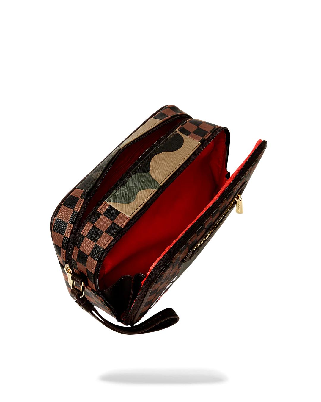 Sprayground Best Seller | EXTERIOR GOLD ZIP POCKET SHARKS IN PARIS TOILETRY BRICKSIDE BAG