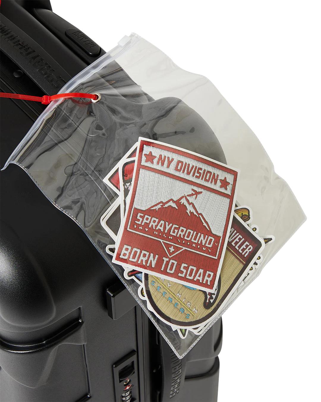 Sprayground Signature | THE JOURNEY BEGINS SHARKITECTURE CARRY-ON LUGGAGE BLACK WITH EXTRA STI