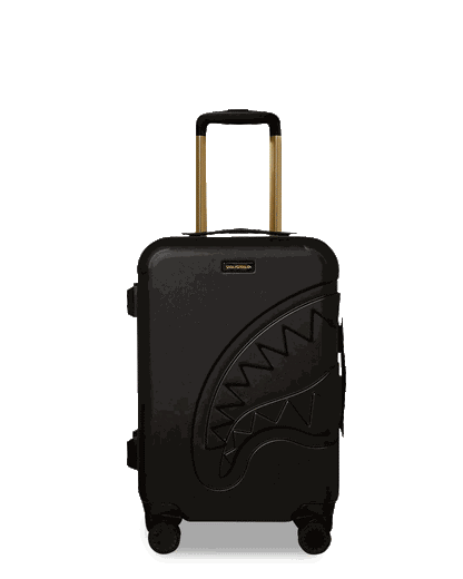 Sprayground Signature | REALITY CHECK SHARKITECTURE CARRY-ON JETBLACK LUGGAGE (GOLD HARDWARE)