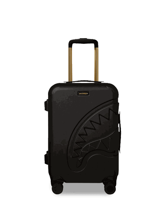 Sprayground Signature | REALITY CHECK SHARKITECTURE CARRY-ON JETBLACK LUGGAGE (GOLD HARDWARE)