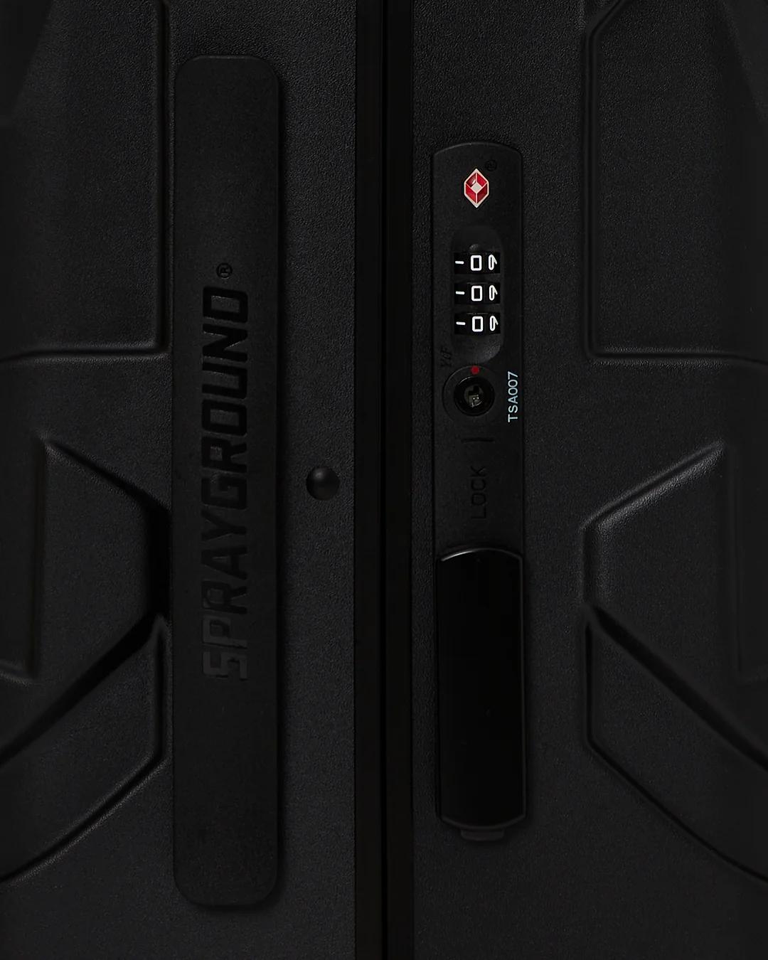 Sprayground Signature | REALITY CHECK SHARKITECTURE CARRY-ON JETBLACK LUGGAGE (GOLD HARDWARE)