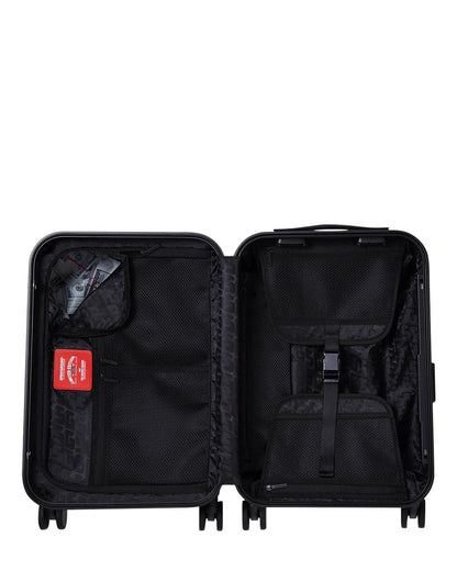 Sprayground Signature | REALITY CHECK SHARKITECTURE CARRY-ON JETBLACK LUGGAGE (GOLD HARDWARE)