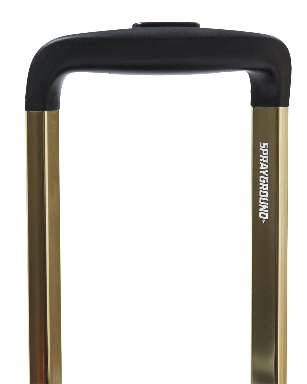 Sprayground Signature | REALITY CHECK SHARKITECTURE CARRY-ON JETBLACK LUGGAGE (GOLD HARDWARE)