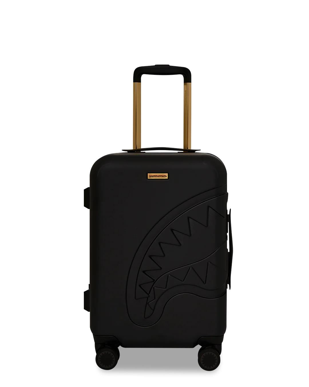 Sprayground Signature | REALITY CHECK SHARKITECTURE CARRY-ON JETBLACK LUGGAGE (GOLD HARDWARE)