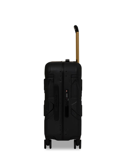 Sprayground Signature | REALITY CHECK SHARKITECTURE CARRY-ON JETBLACK LUGGAGE (GOLD HARDWARE)