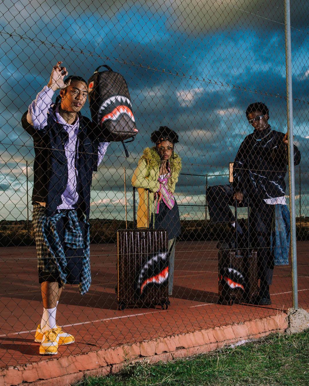 Sprayground Popular | SHARKS IN PARIS BLUR EFFECT FULL SIZE LUGGAGE