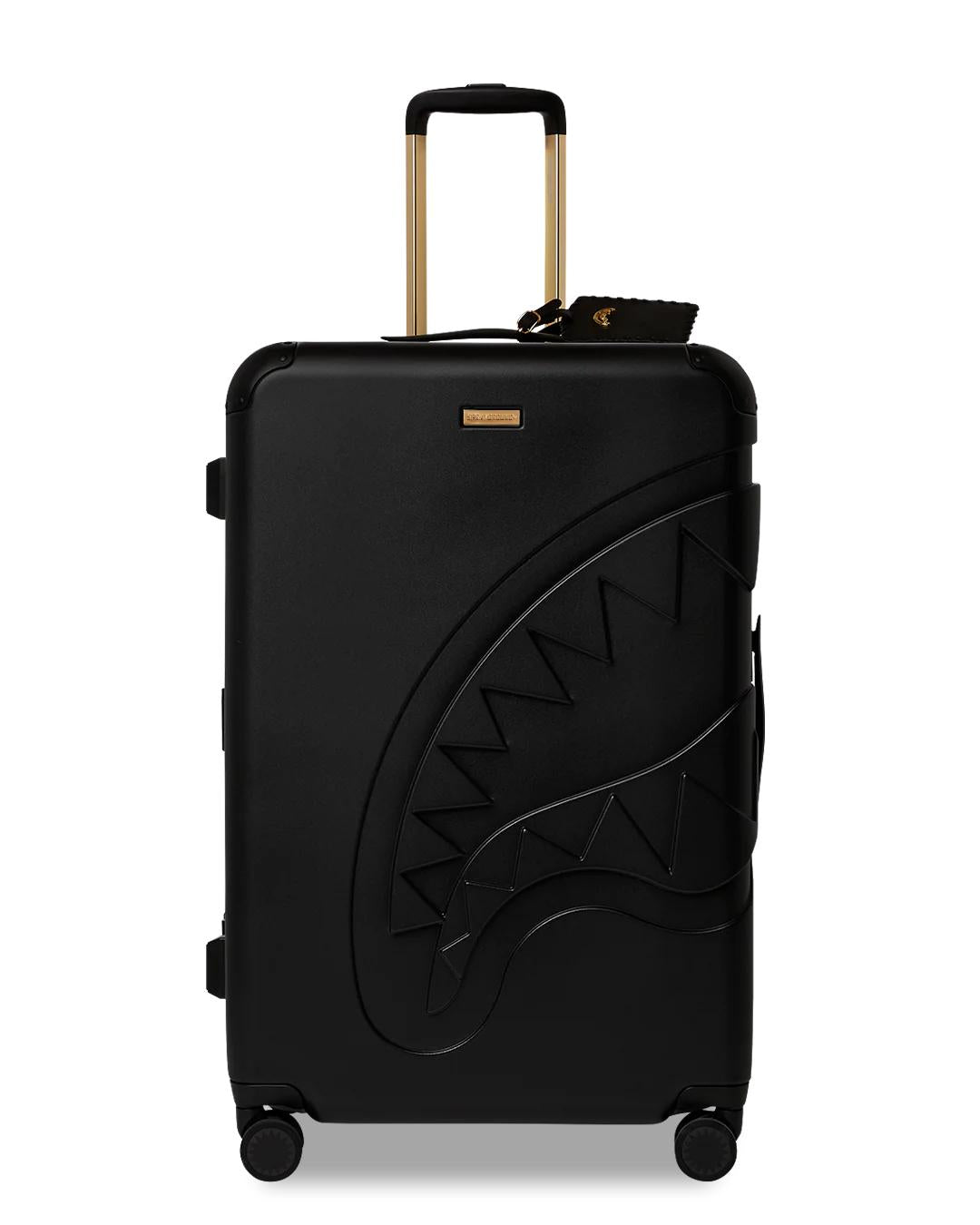 Sprayground Best Seller | REALITY CHECK SHARKITECTURE FULL-SIZE JETBLACK LUGGAGE (GOLD HARDWARE)