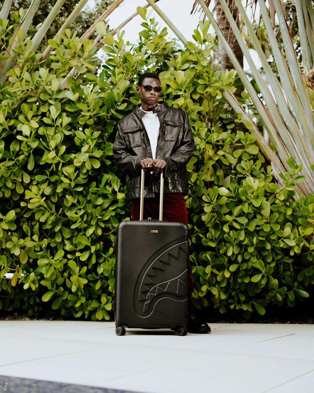 Sprayground Best Seller | REALITY CHECK SHARKITECTURE FULL-SIZE JETBLACK LUGGAGE (GOLD HARDWARE)