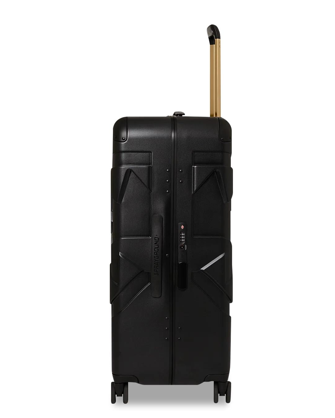 Sprayground Best Seller | REALITY CHECK SHARKITECTURE FULL-SIZE JETBLACK LUGGAGE (GOLD HARDWARE)