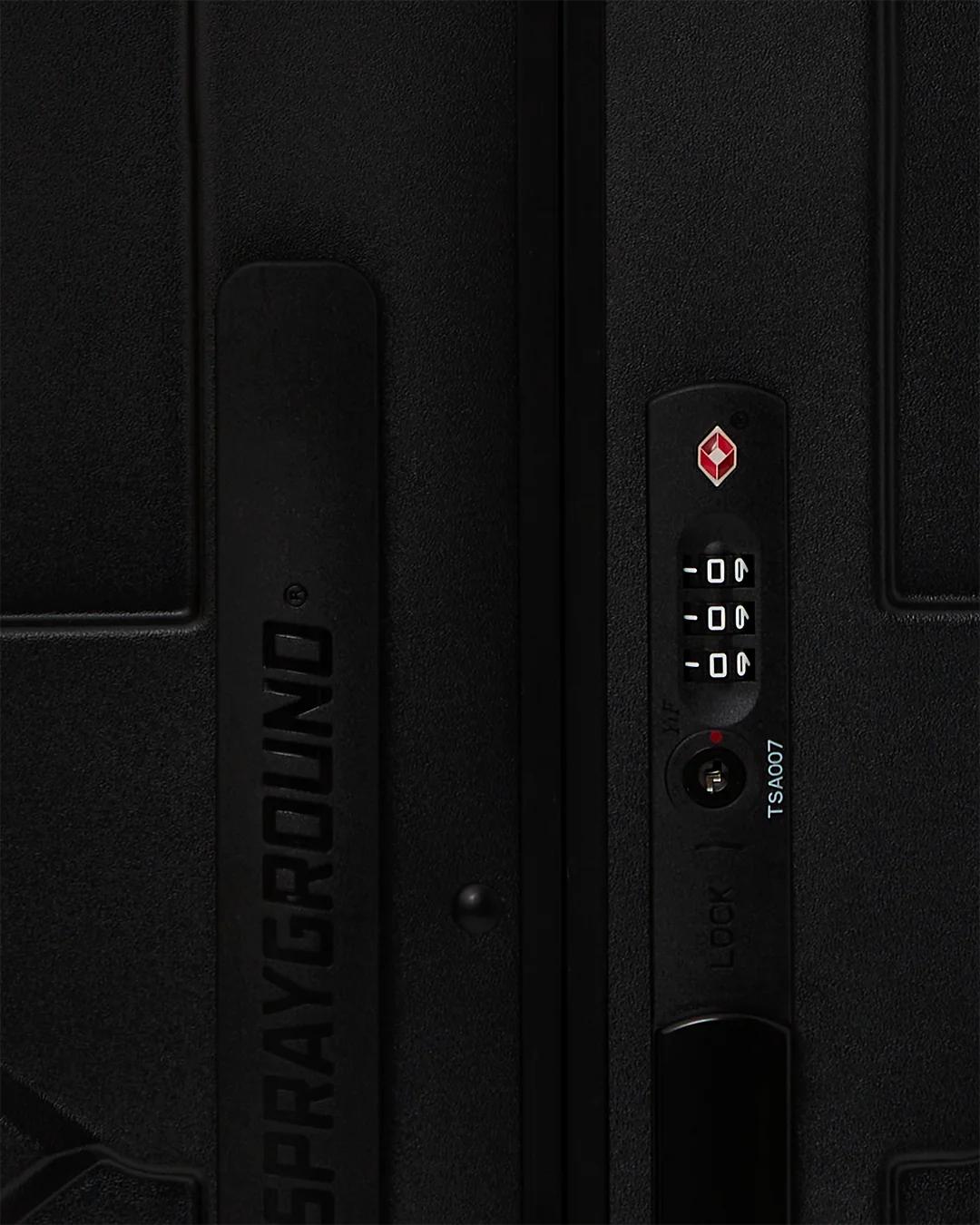 Sprayground Recommended | REALITY CHECK SHARKITECTURE FULL-SIZE JETBLACK LUGGAGE (GUNMETAL HARDW