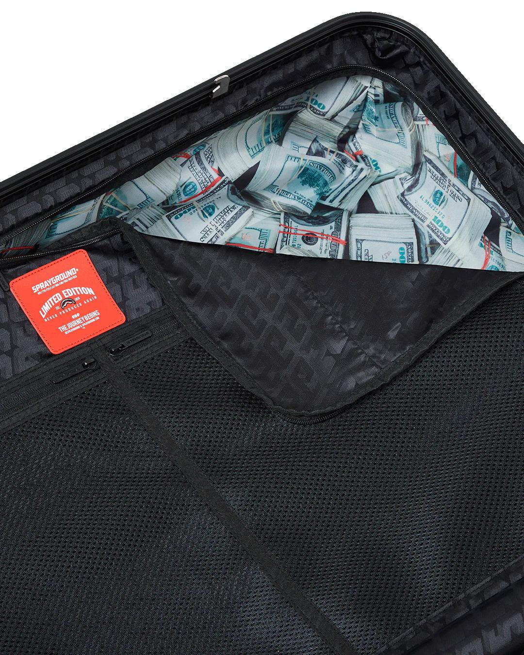 Sprayground Recommended | REALITY CHECK SHARKITECTURE FULL-SIZE JETBLACK LUGGAGE (GUNMETAL HARDW