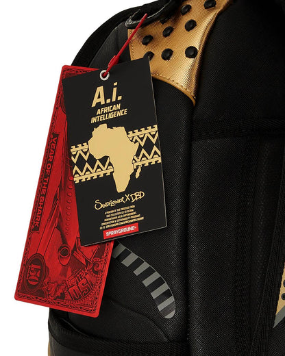 Sprayground Exclusive | A.I. AFRICAN INTELLIGENCE SHARKS OF THE GOLD OCEAN BACKPACK - SANDFLOW
