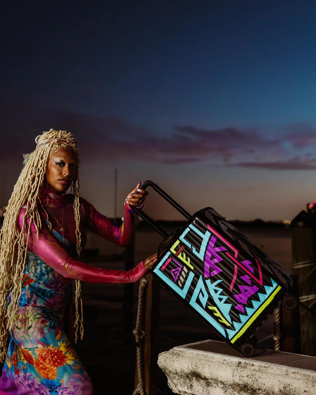 Sprayground Exclusive | A.I. PATH TO THE FUTURE III HARDSHELL CARRY-ON LUGGAGE - SANDFLOWER CO