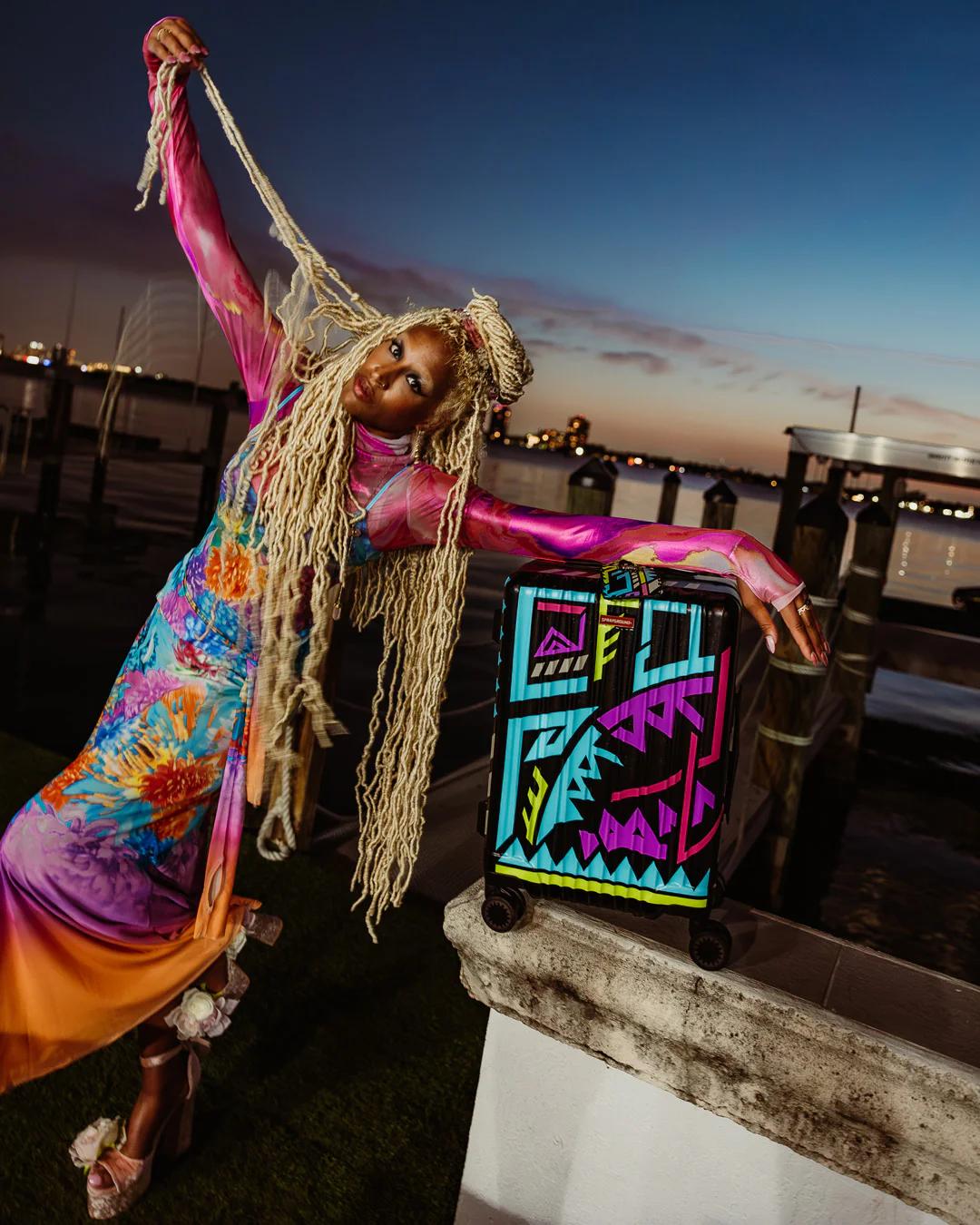 Sprayground Exclusive | A.I. PATH TO THE FUTURE III HARDSHELL CARRY-ON LUGGAGE - SANDFLOWER CO