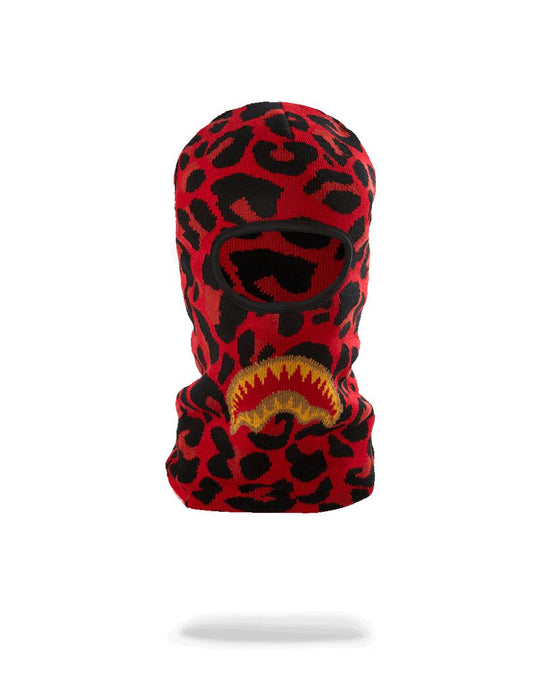 Sprayground Recommended | RED LEOPARD GOLD SHARK MOUTH SKI MASK