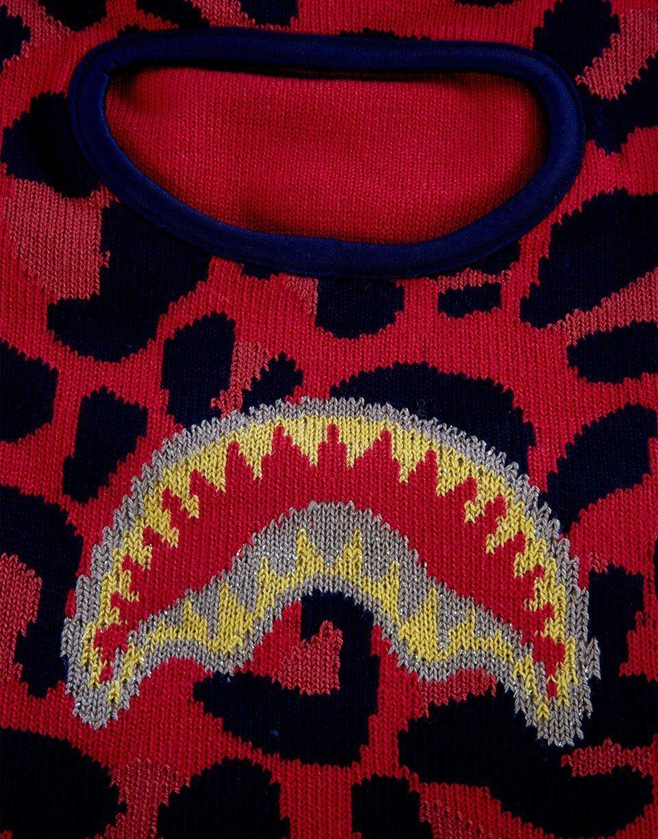 Sprayground Recommended | RED LEOPARD GOLD SHARK MOUTH SKI MASK