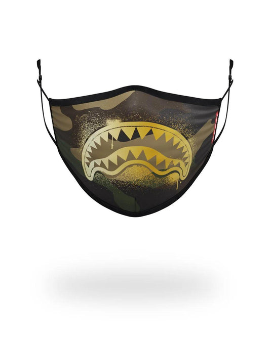 Sprayground Best Seller | ADULT CAMO GOLD SHARK FORM FITTING FACE MASK