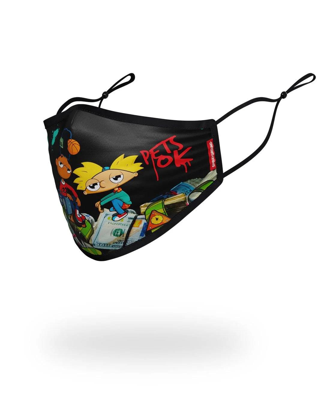 Sprayground New | ADULT HEY ARNOLD MONEY STACKS FORM FITTING FACE-COVERING