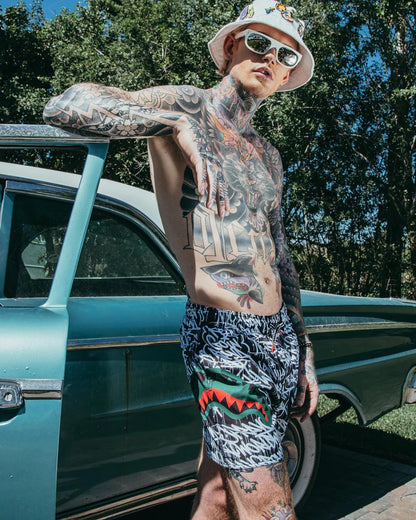 Sprayground Signature | SCRIBBLE SHARK SHOTO SWIM TRUNKS