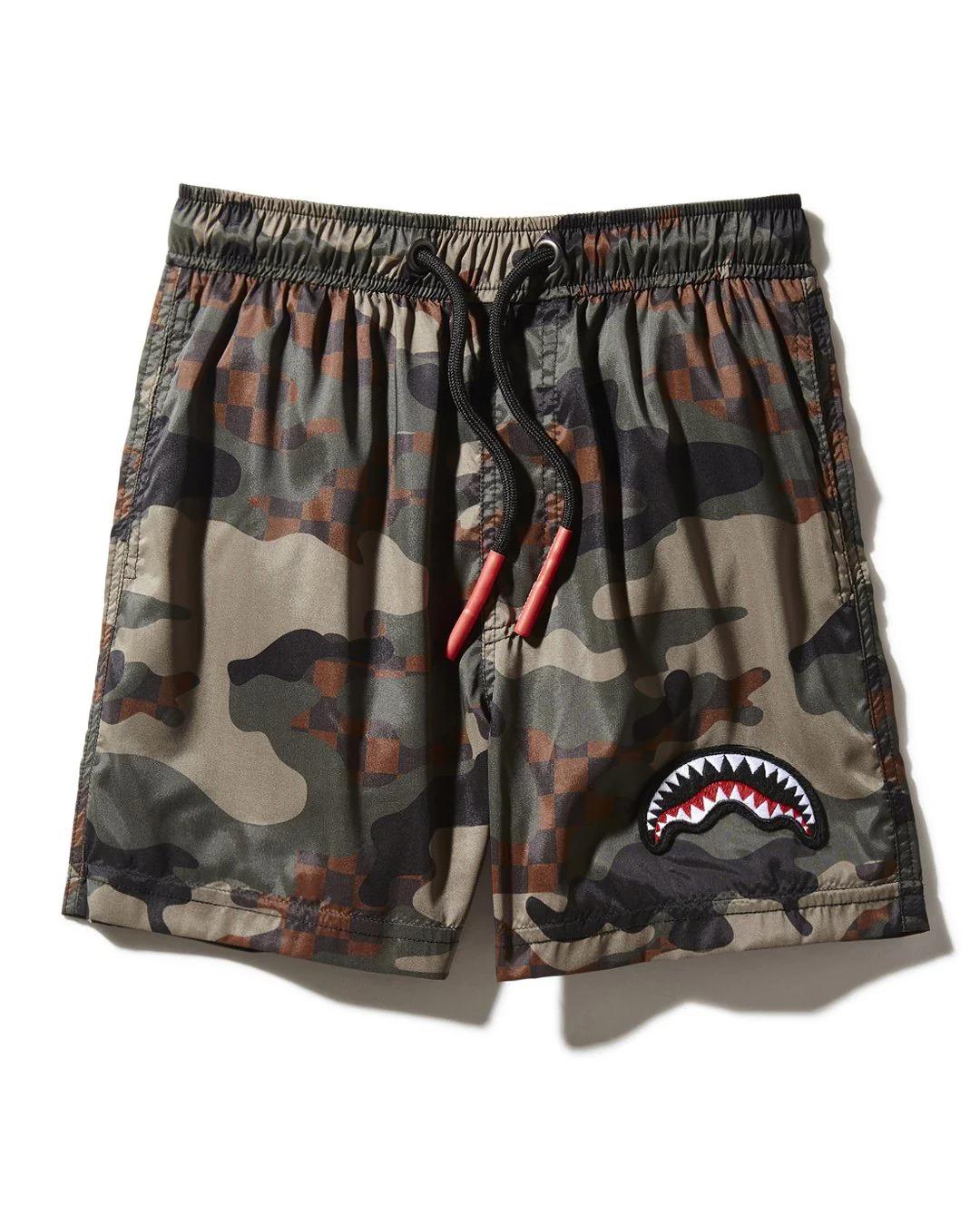 Sprayground Trending | KIDS CAMO CHECKERED SWIM TRUNKS