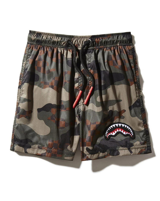 Sprayground Trending | KIDS CAMO CHECKERED SWIM TRUNKS