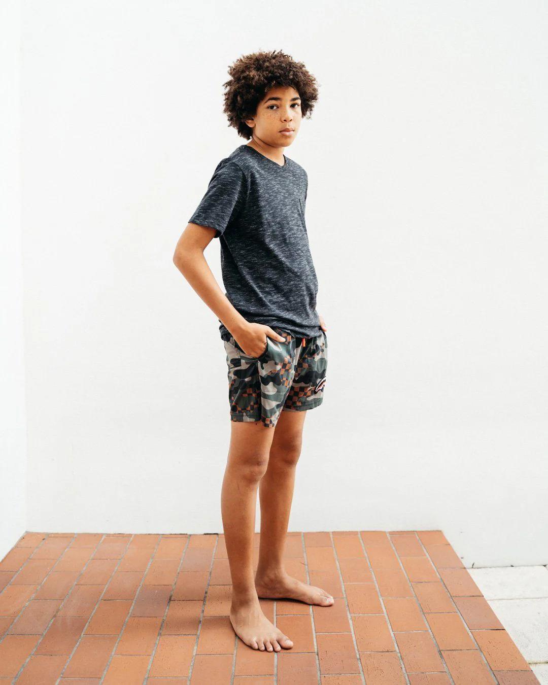 Sprayground Trending | KIDS CAMO CHECKERED SWIM TRUNKS