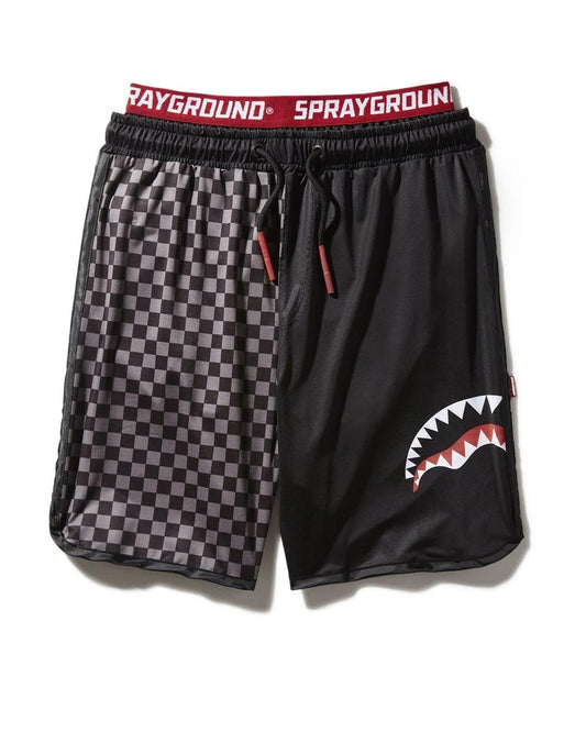 Sprayground Exclusive | GREY CHECKERED SPLIT CORTO SWIM TRUNKS