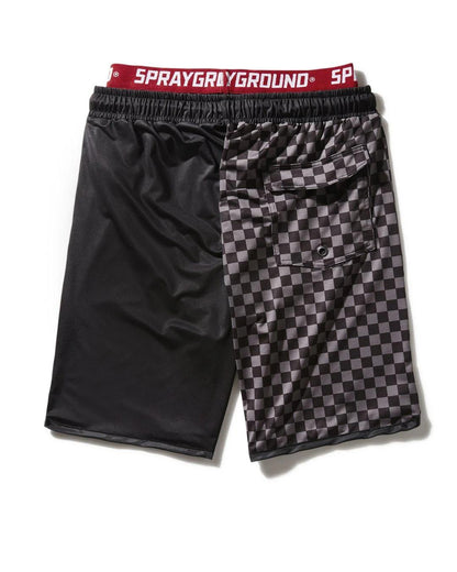 Sprayground Exclusive | GREY CHECKERED SPLIT CORTO SWIM TRUNKS