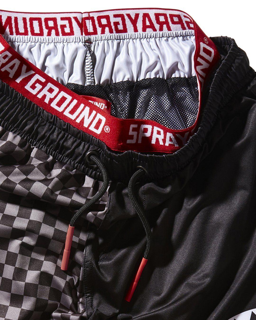 Sprayground Exclusive | GREY CHECKERED SPLIT CORTO SWIM TRUNKS