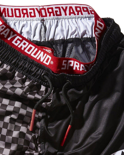 Sprayground Exclusive | GREY CHECKERED SPLIT CORTO SWIM TRUNKS