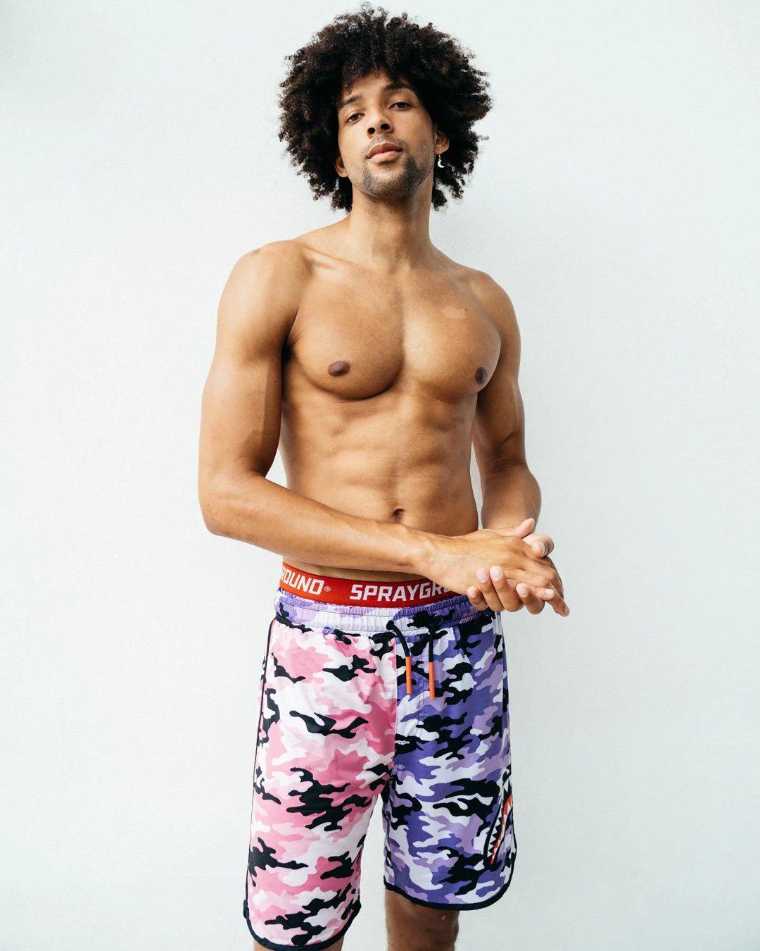 Sprayground Signature | SPLIT CAMO CORTO SWIM TRUNKS