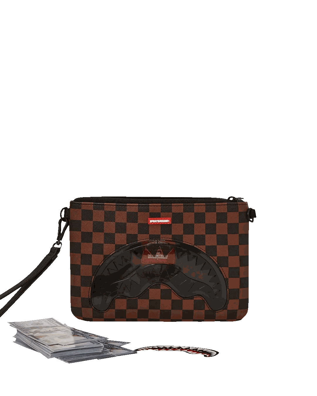 Sprayground Trending | SHARKS IN PARIS CLEAR FOR TAKEOFF CROSSOVER CLUTCH WITH STRAP