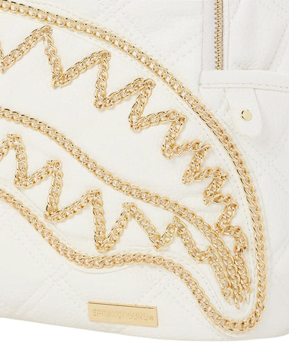Sprayground Essential | RIVIERA LE BLANC GOLD CHAIN SHARK SAVAGE BACKPACK