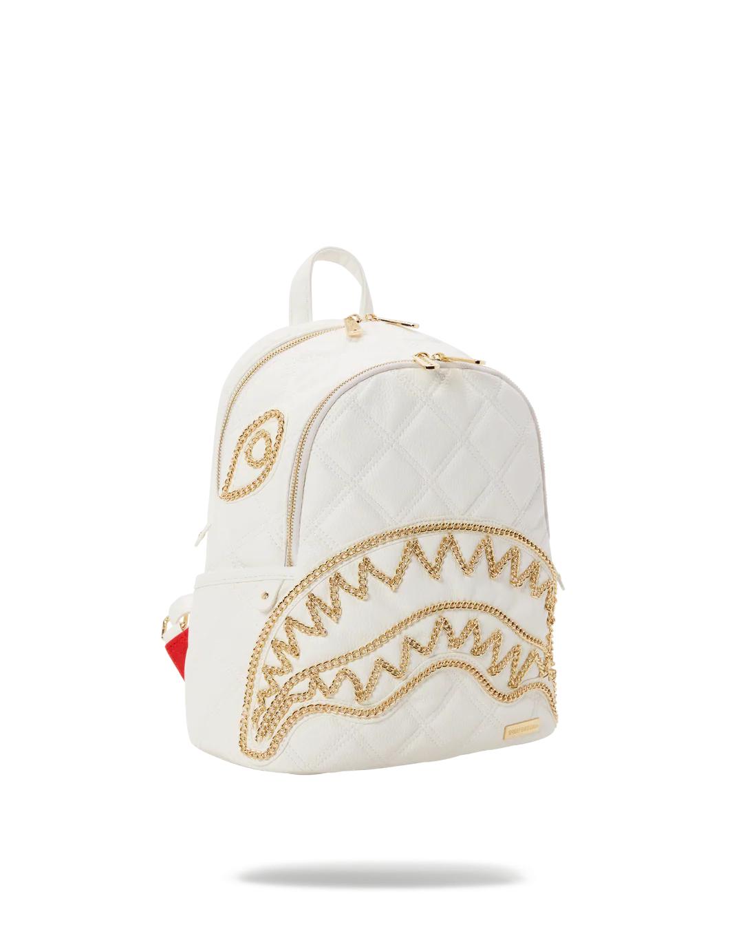 Sprayground Essential | RIVIERA LE BLANC GOLD CHAIN SHARK SAVAGE BACKPACK