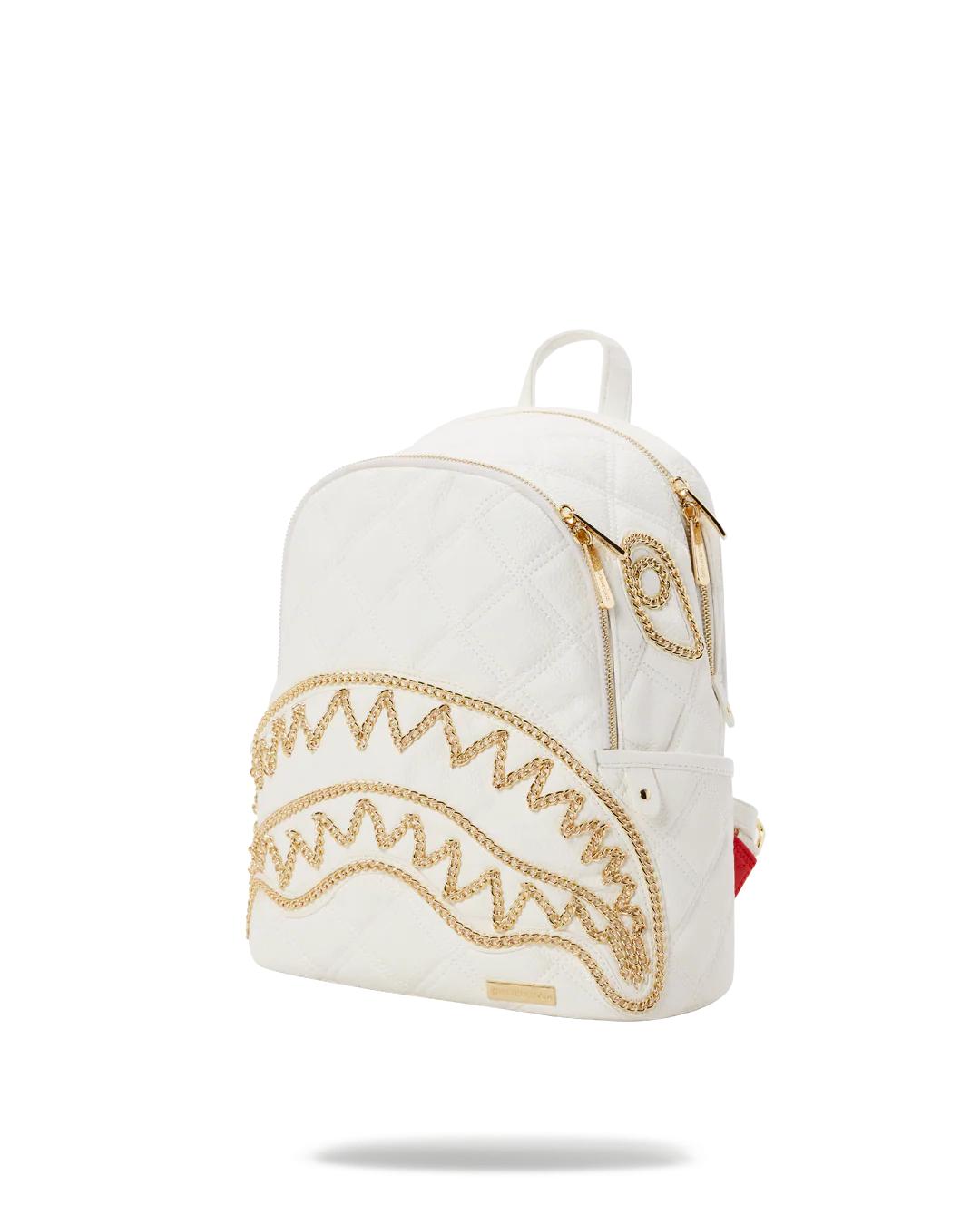 Sprayground Essential | RIVIERA LE BLANC GOLD CHAIN SHARK SAVAGE BACKPACK