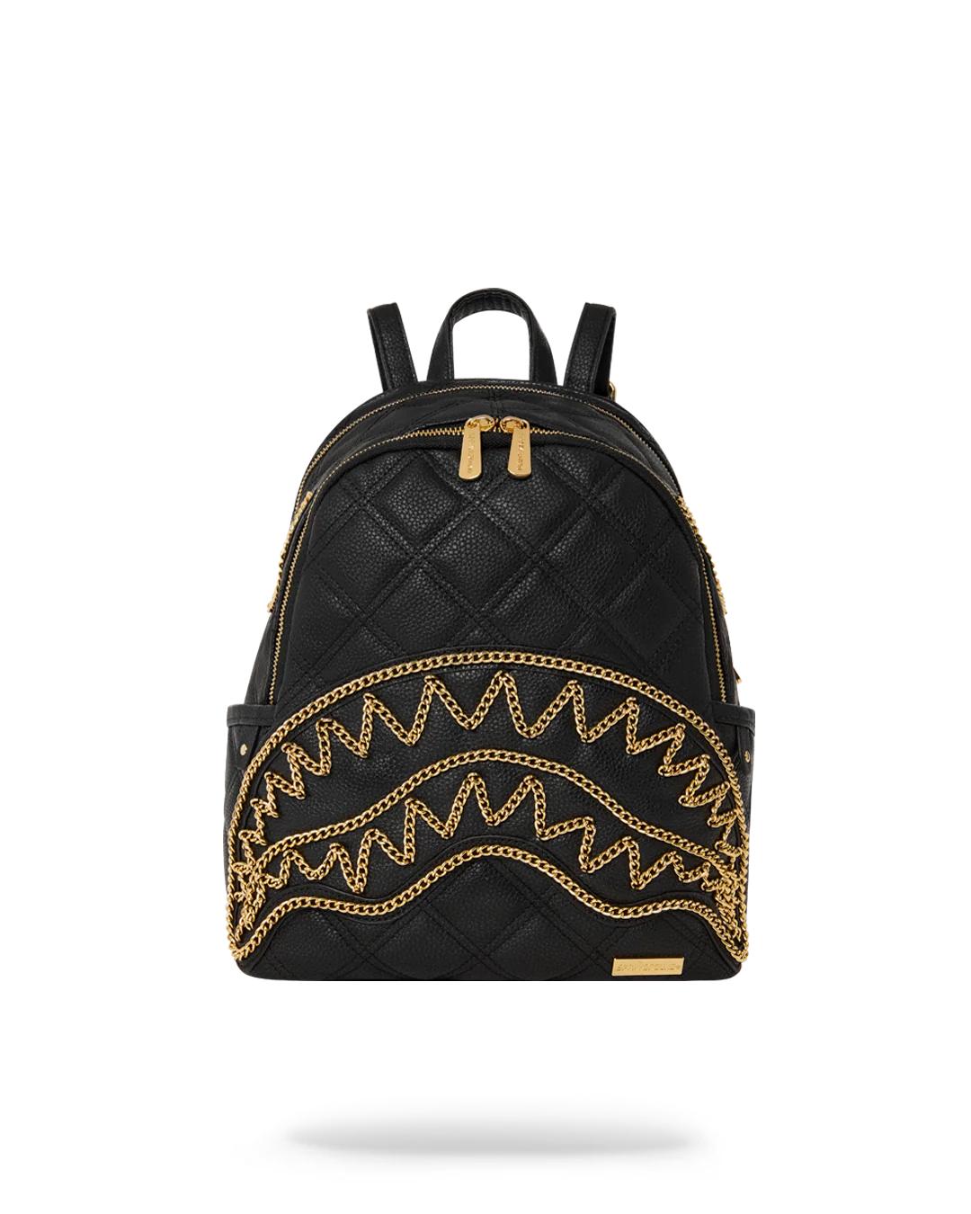 Sprayground Trending | NOIR QUILT GOLD CHAIN SHARK SAVAGE BACKPACK