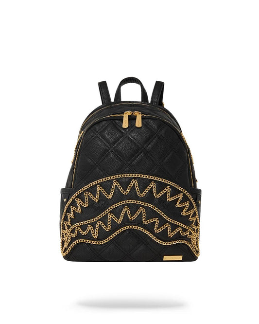 Sprayground Trending | NOIR QUILT GOLD CHAIN SHARK SAVAGE BACKPACK