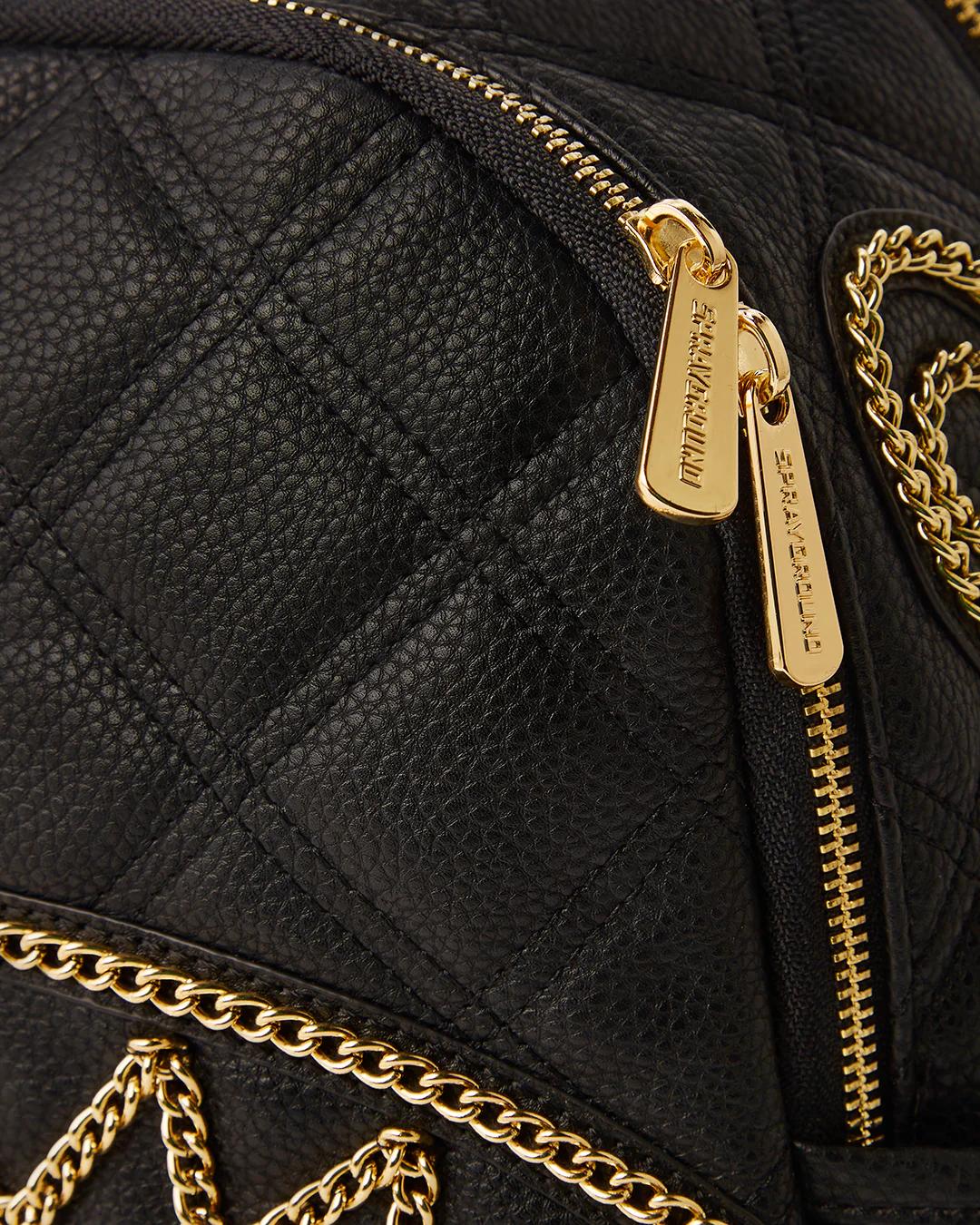 Sprayground Trending | NOIR QUILT GOLD CHAIN SHARK SAVAGE BACKPACK
