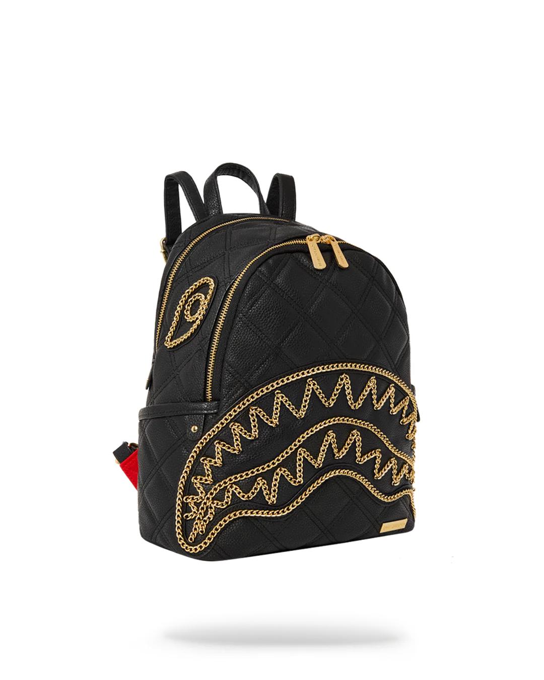 Sprayground Trending | NOIR QUILT GOLD CHAIN SHARK SAVAGE BACKPACK