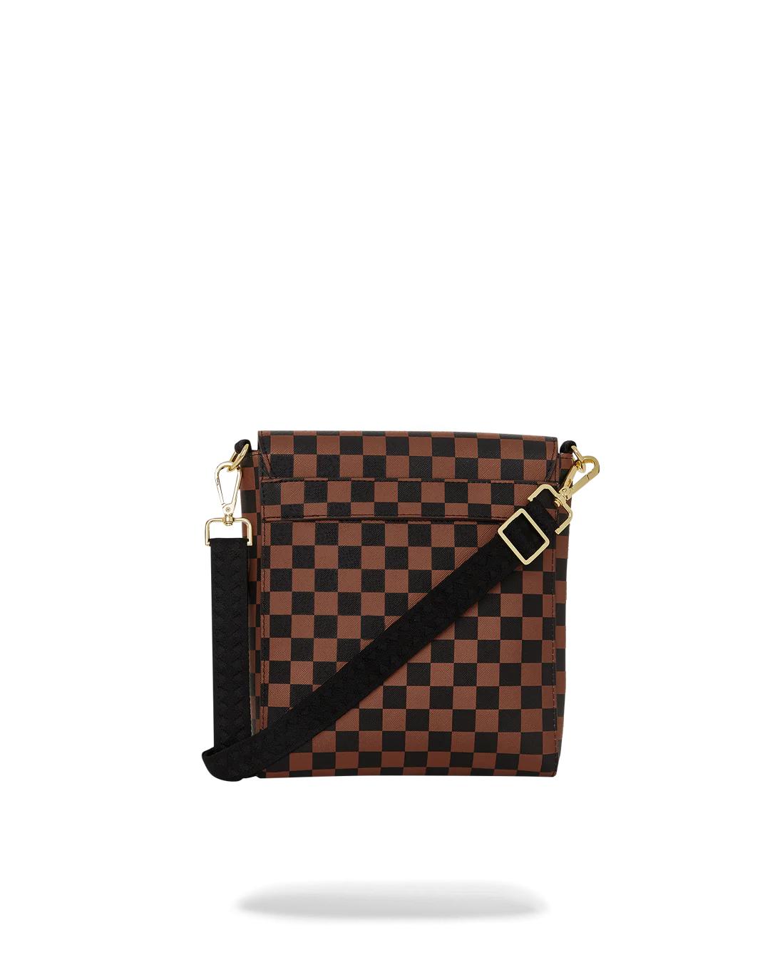Sprayground Classic | EXTERIOR GOLD ZIP POCKET SHARKS IN PARIS MESSENGER SLING BAG