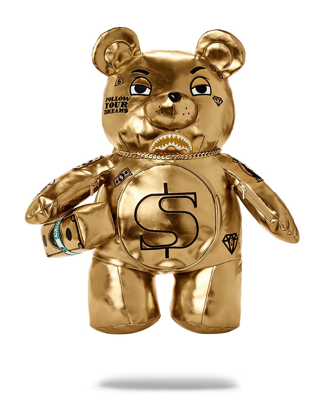 Sprayground New | GOLD RUSH MONEYBEAR TEDDYBEAR BACKPACK