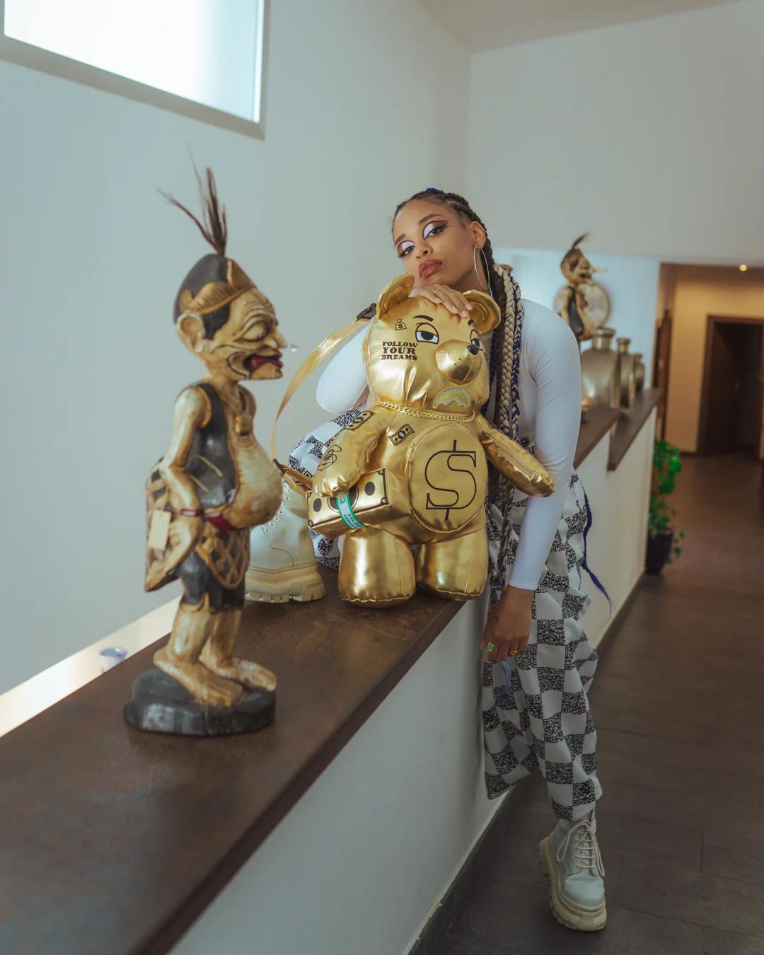 Sprayground New | GOLD RUSH MONEYBEAR TEDDYBEAR BACKPACK