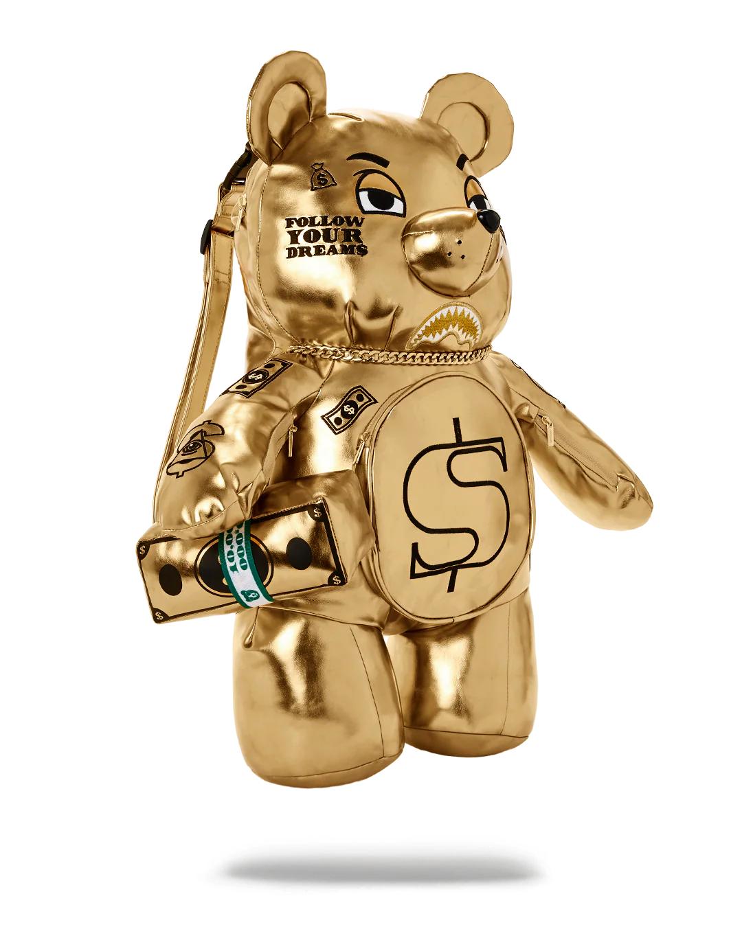 Sprayground New | GOLD RUSH MONEYBEAR TEDDYBEAR BACKPACK