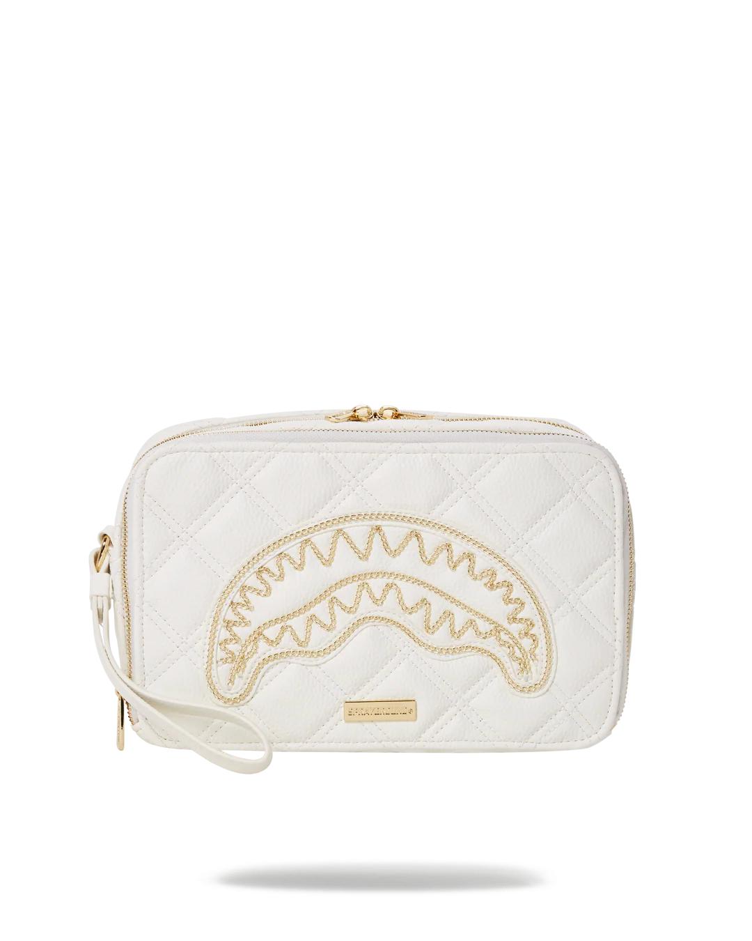 Sprayground New | RIVIERA LE BLANC GOLD CHAIN SHARK TOILETRY BAG