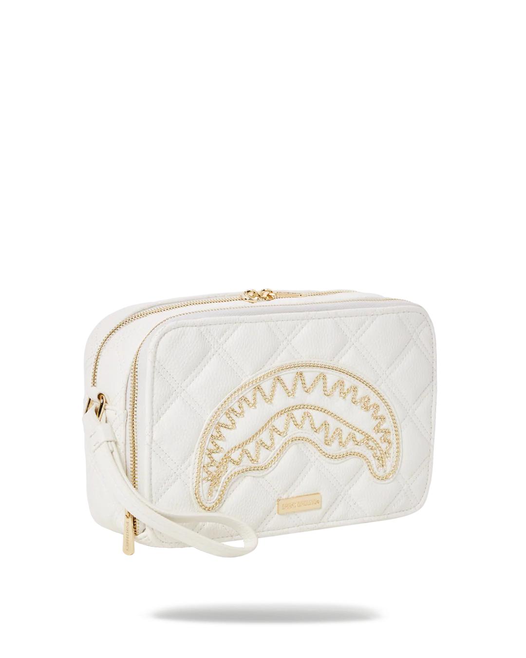 Sprayground New | RIVIERA LE BLANC GOLD CHAIN SHARK TOILETRY BAG