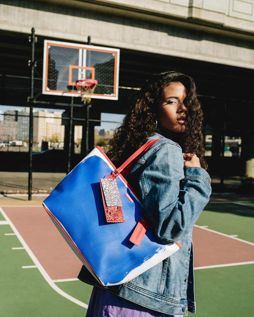 Sprayground New | KEITH HARING THE BIG BLUE PURSE ART TOTE