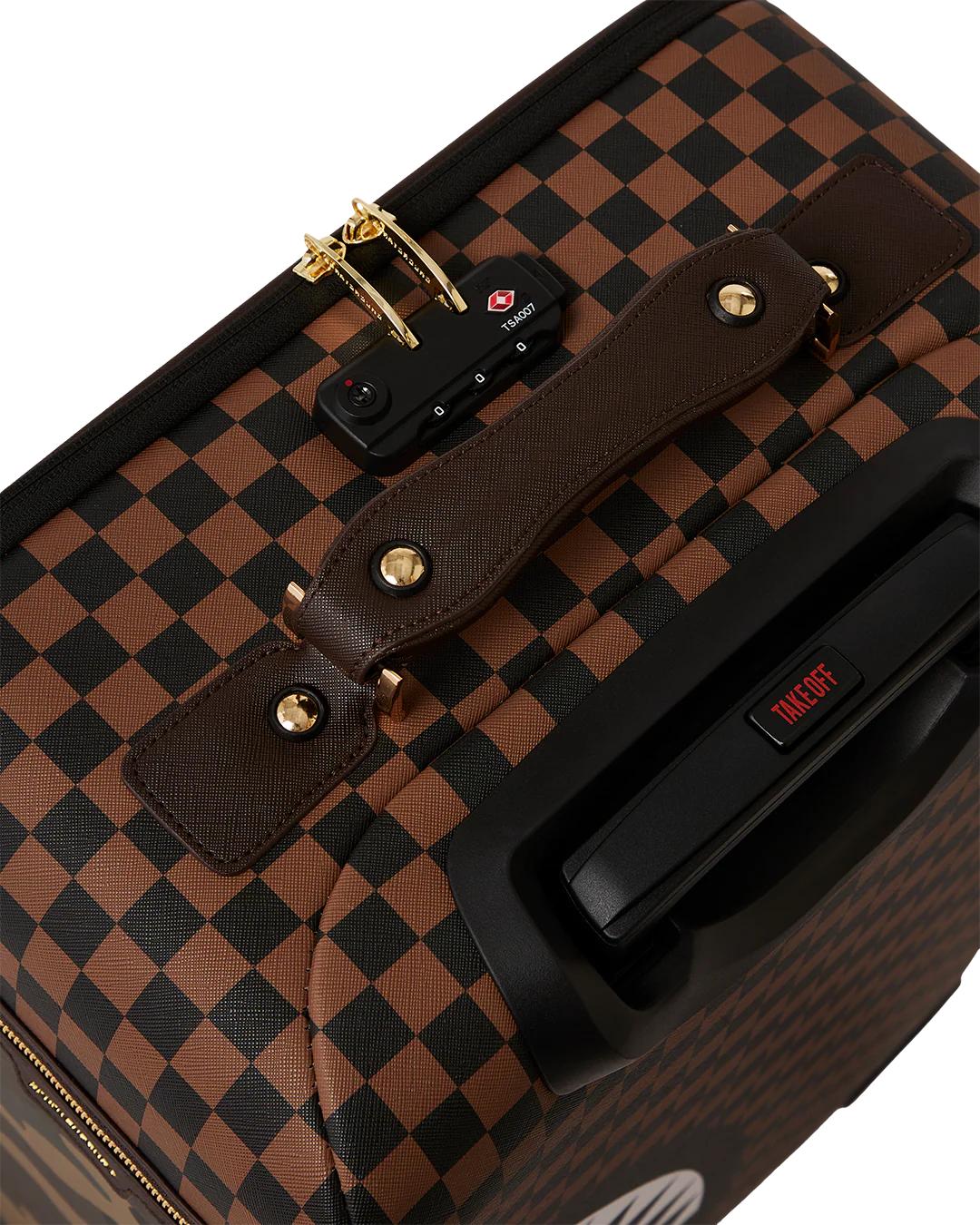Sprayground Classic | EXTERIOR GOLD ZIP POCKET SHARKS IN PARIS JETSETTER CARRY-ON LUGGAGE